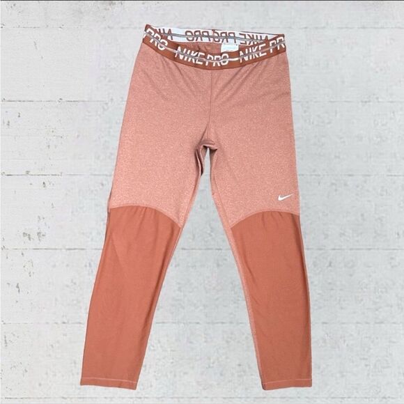 Nike Pro Training Heather Leggings In Rose Gold/Dusty Peach Size XSmall nwt - Picture 4 of 10